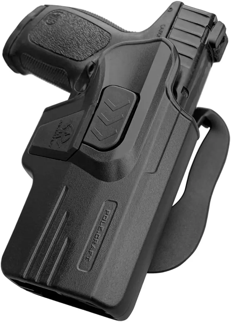 OWB パドルポリマーホルスターフィット: Smith & Wesson SD9 VE / SD40 VE、安全ロック付き外側ウエストバンドオープンポリマーホルスター、