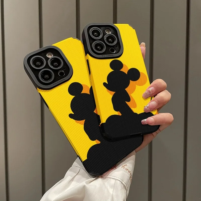Funda de teléfono Original de dibujos animados 3D de Mickey Mouse, bonita sombra para iphone 13, 14, 12, 11, 15 16 Pro Max, carcasa anticaída, protección de lente