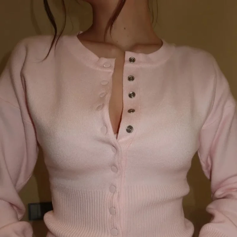 

Trendy Soft Ribbed Cropped Sweaters, Women Clothing New Autumn Winter Casual Women Solid Long Sleeve Slim Knit Cardigan Tops