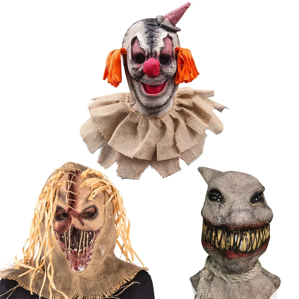 Scary Scarecrow Cosplay Fantasy Mask Adult Men Cosplay Costume Accessories Horror Scream Killer Joker Roleplay Fantasia Props