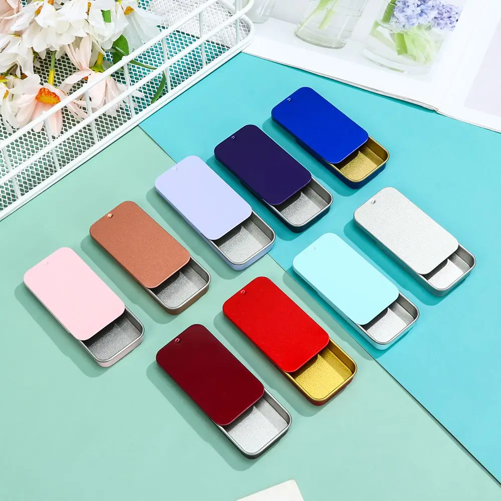 Wedding Jewelry Slide Cover Container Home Organizer Empty Tins Mini Iron Box Storage Box Rectangular Pill Cases