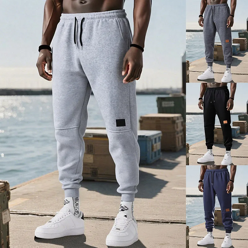 

2025 Winter Men's Joggers Sweatpants Fleece Lined Pants Thickened Thermal Sports Trousers Outdoor Hiking Pants Winter Pants Men