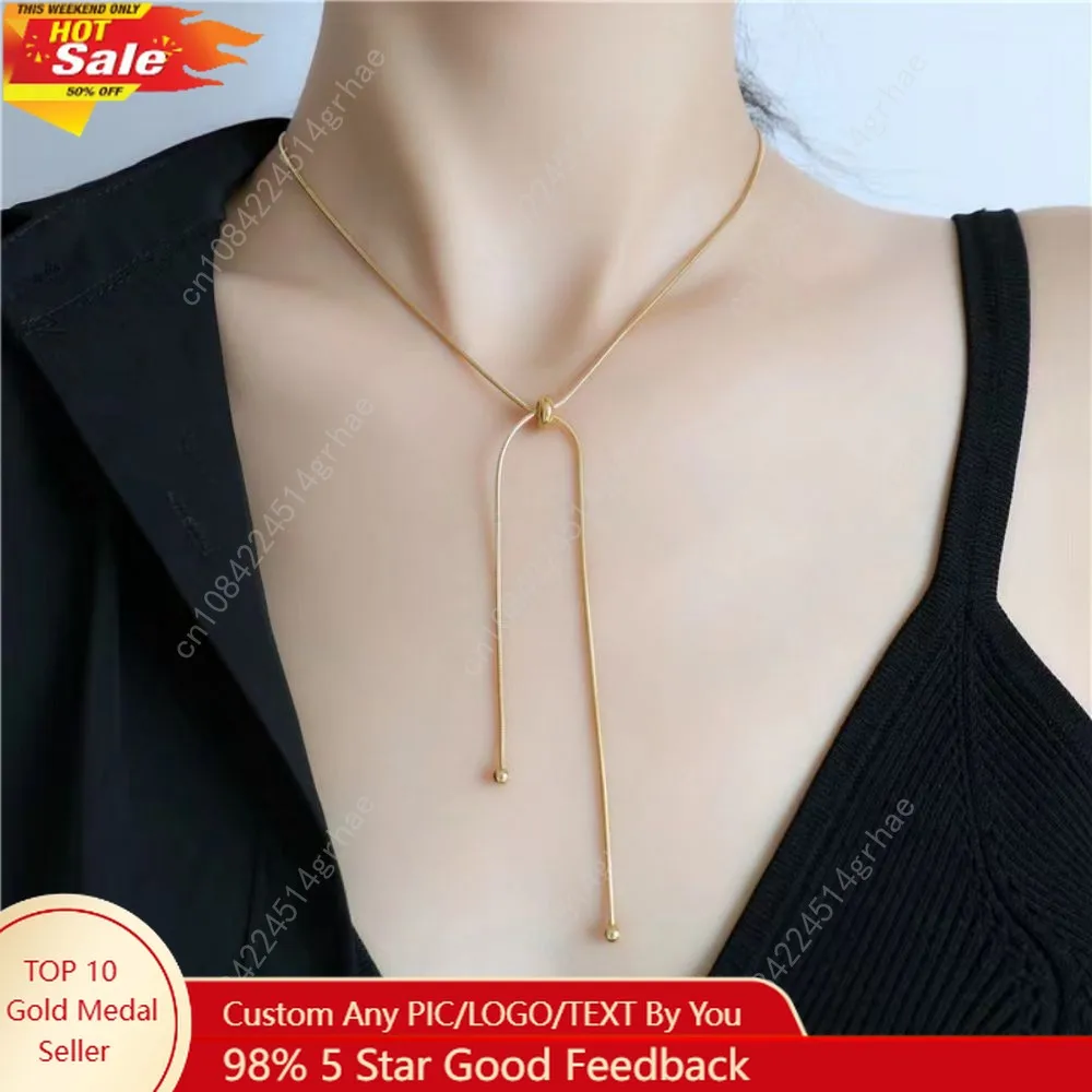 

Personalized Snake Chain Adjustable Y Necklace for Woman Clavicle Pendant Stainless Steel Necklace Women's Holiday Gift Jewelry