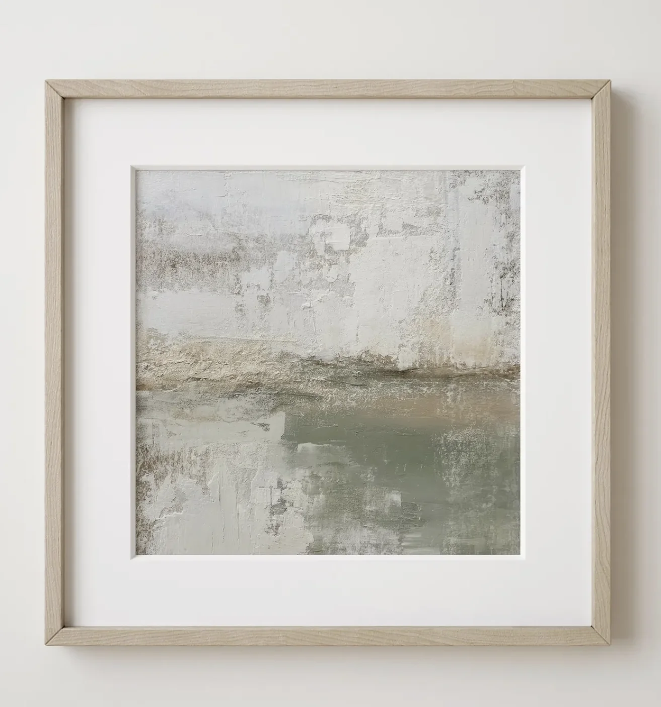 Wabi Sabi Neutral Textured Abstract Lake Canvas Prints, Vintage Muted Green Posters Living Room Bedroom Japandi Home Decor