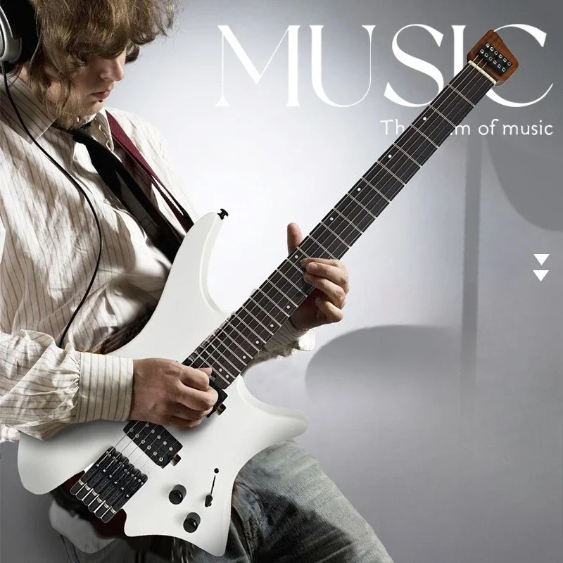 Hot headless electric guitar, mahogany travel rock entry piano, high-end solid wood electric guitar