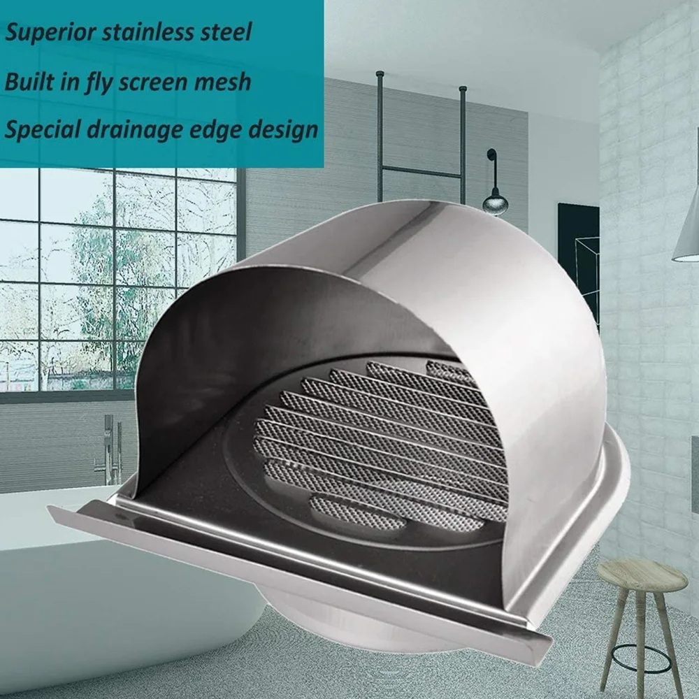 4Inch 100mm Waterproof Stainless Steel Vent Vent Hood Anti-Corrosion Exhaust Extractor for Wall Air Outlet Cover,D