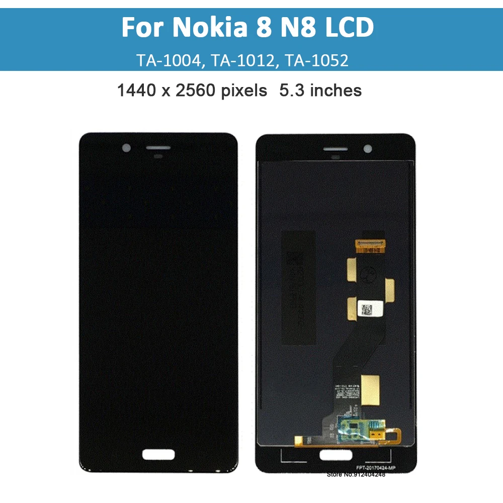 Original LCD For Nokia 8 N8 TA-1004 TA-1012 TA-1052 LCD Display Touch Screen Digitizer Assembly Replacement For Nokia 8 LCD