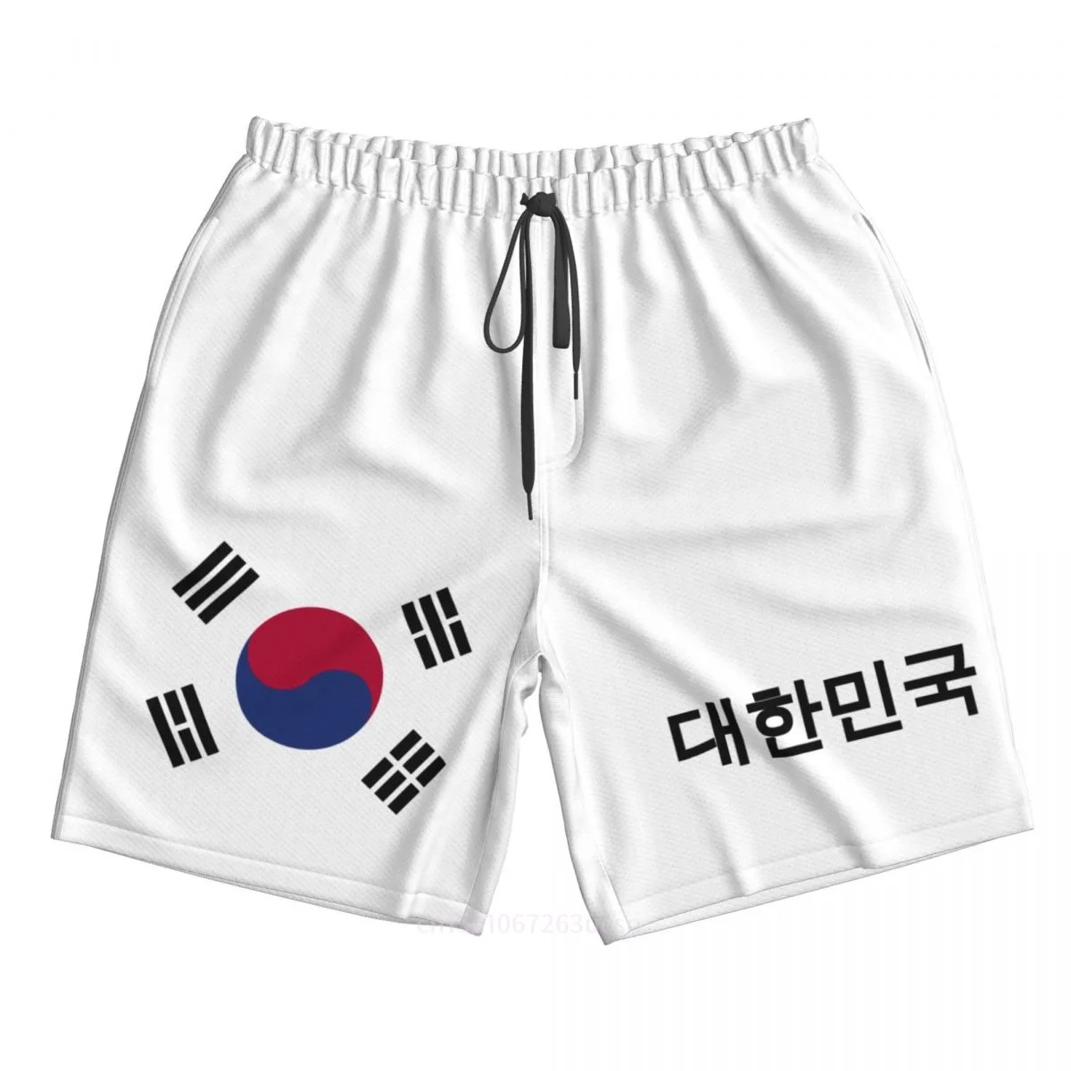 2025 Summer Polyester SOUTH KOREA Country Flag 3D Printed Men's Board Shorts Beach Pocket Running Summer Pants