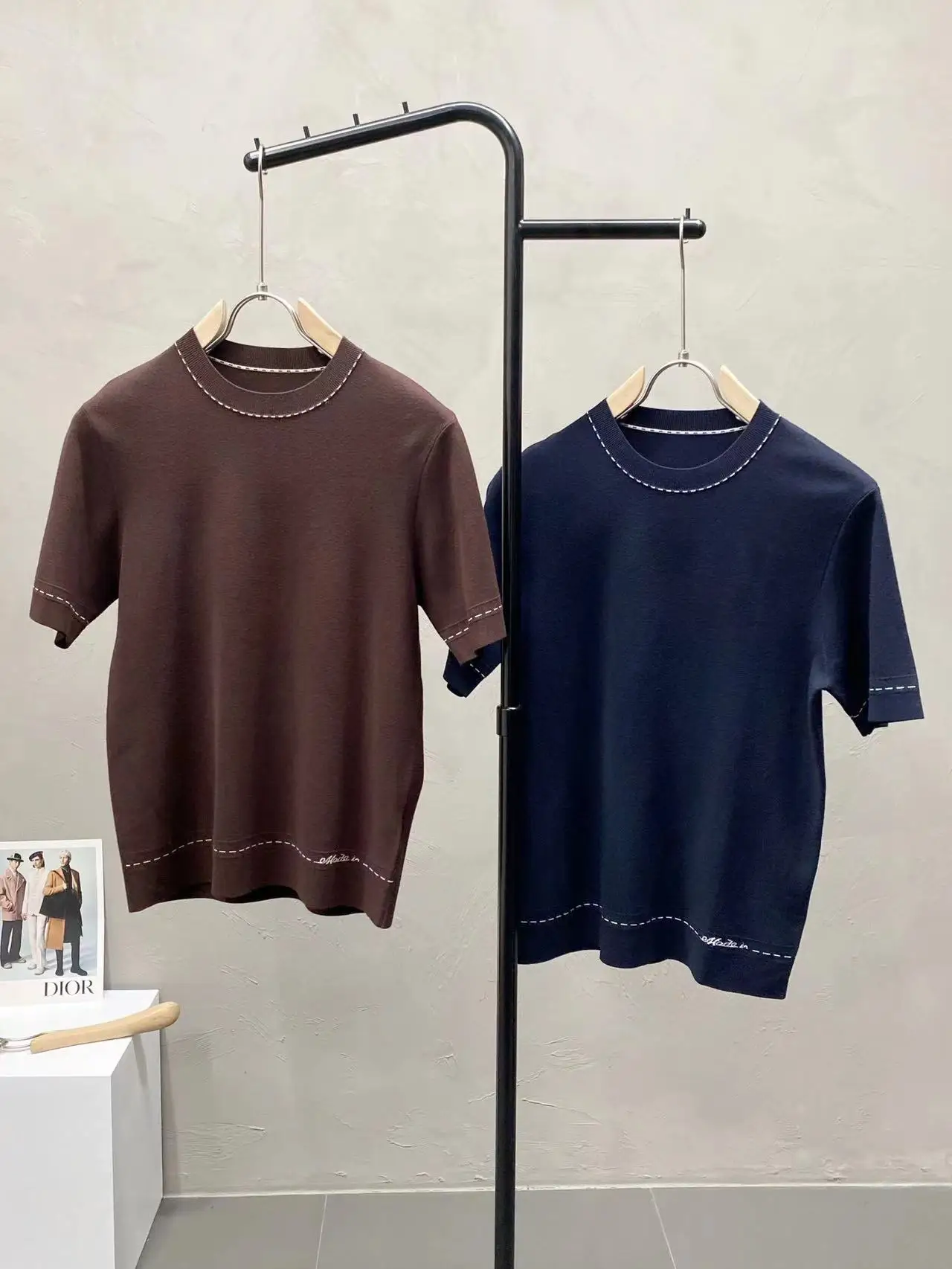 Early Autumn New Mulberry Silk Wool Blended Short Sleeve T-shirt Fashionable BC Simple Knitted Business Casual Men\'s Half Sleeve