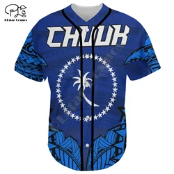 Polynesian Chuuk Country Flag Tribal Culture Vintage Retro Tattoo 3DPrint Harajuku Summer Baseball Shirts Jersey Short Sleeves X