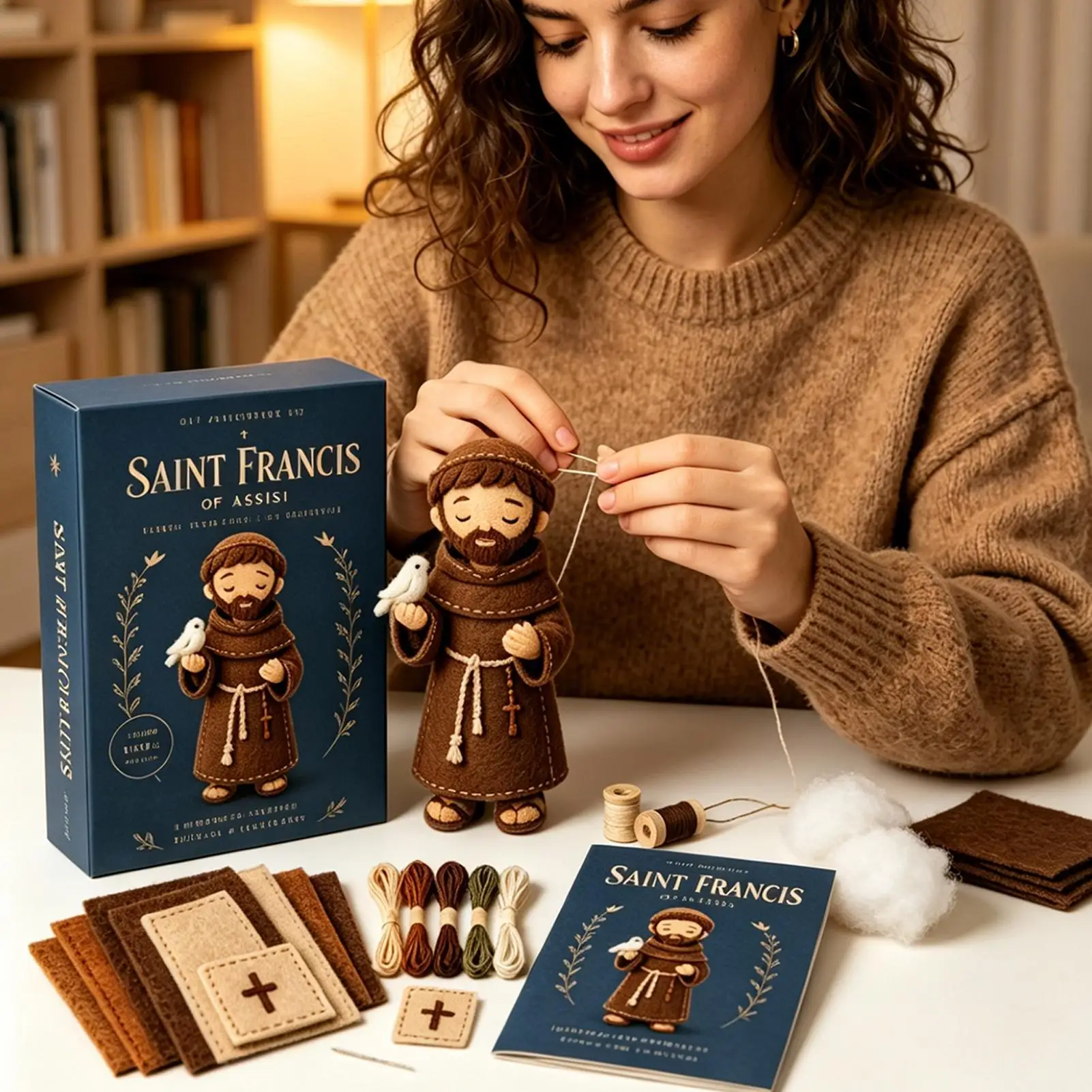 ステッチキット-フェルト製-聖母マリア-ホームデコレーション-2ピース-信仰あふれる縫製クラフトキット-女性-男性-家族-ホーム-リビングルーム用