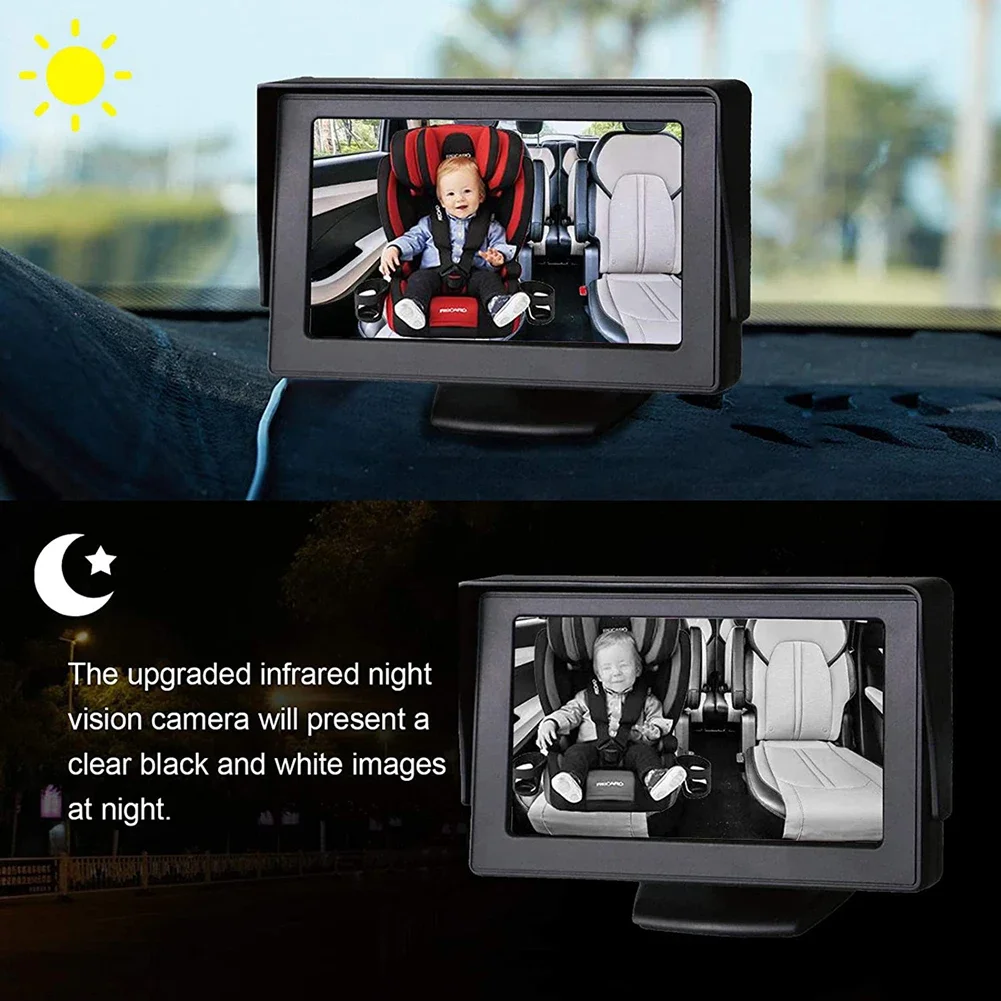 Infant Rear 4.3 Inch Folding Display View Camera 8 LED Infrared Night Vision Baby Car Mirror Waterproof Easy Installation Baby