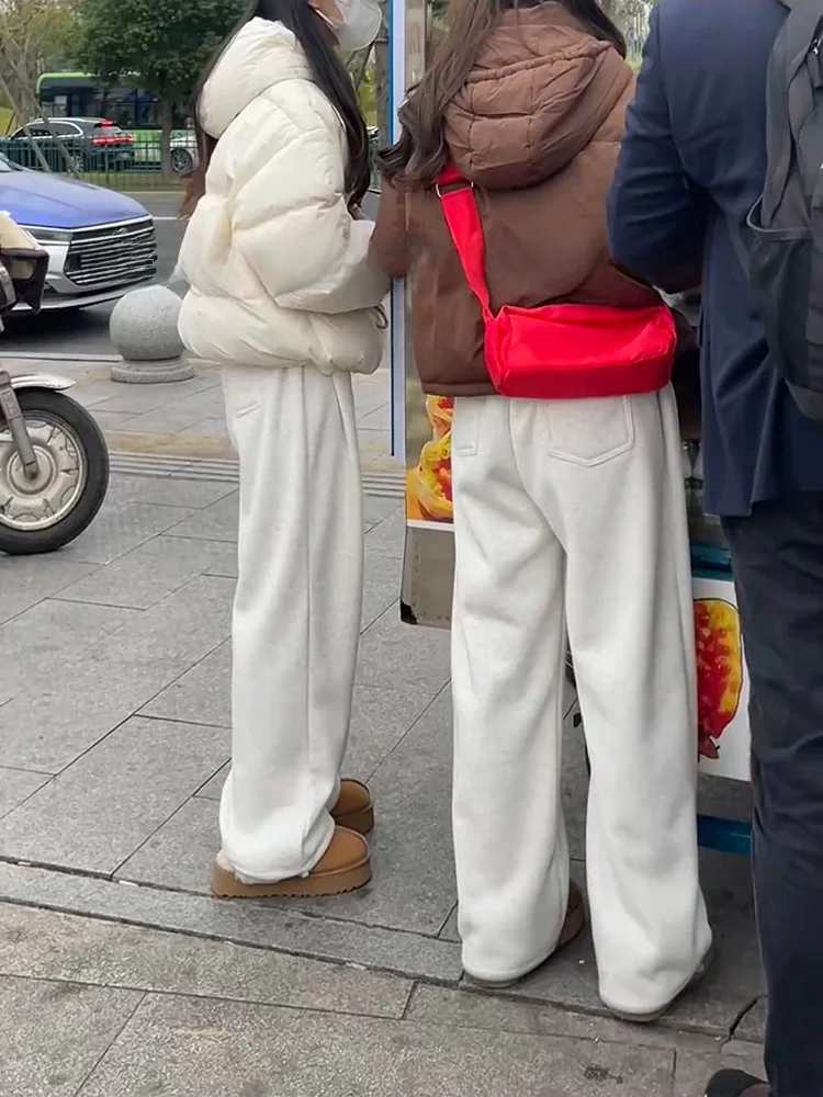 

Мужские спортивные брюки в стиле ретро с широкими штанинами и прямым кроем, на флисовой подкладке, с цветочным принтом, повседневные, удобные, зимние, модные, молодежные