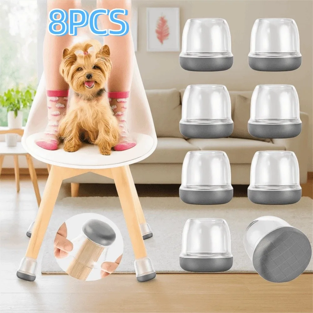 8 Pcs Non-slip Chair Leg Protector Pad Resilient Thickened Chair Leg Silent Mat Avoid Sticky Hair Wear-resistant