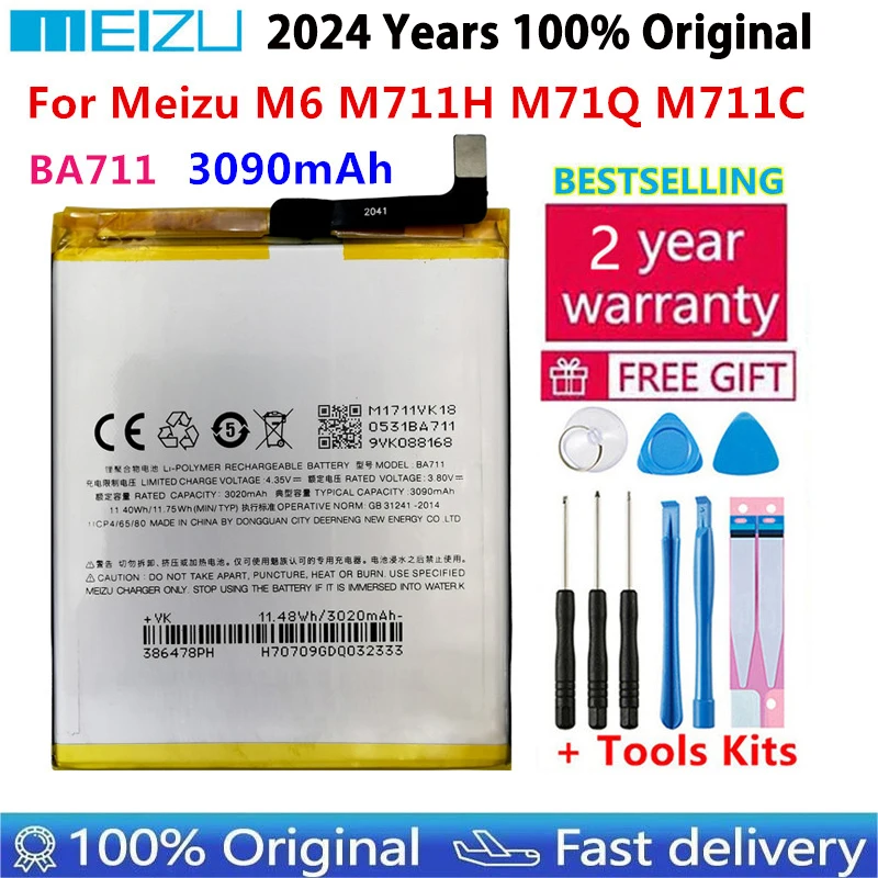 100% Original 3070mAh BA711 Replacement Batteries For Meizu M6 Meilan6 M711 Series M711M M711C M711Q M711H Phone Battery Bateria