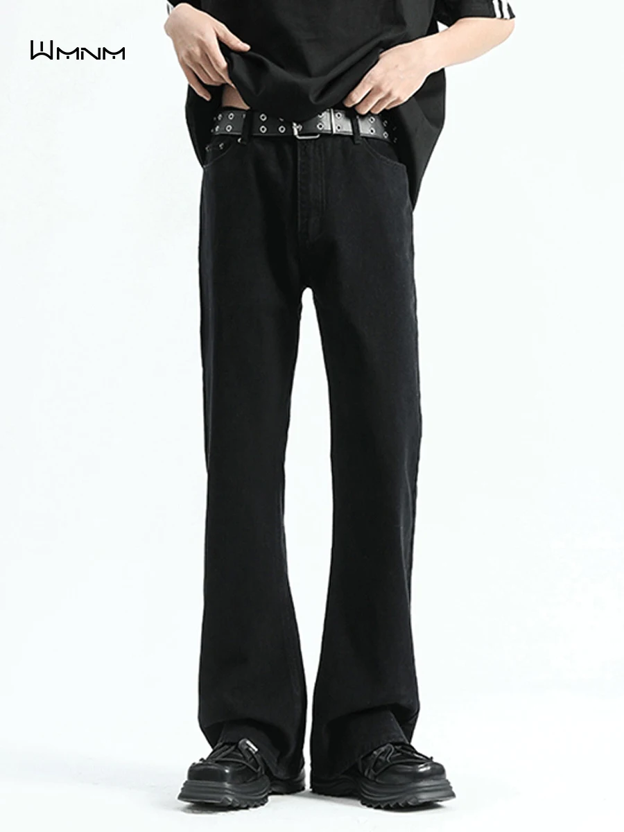 

Black Washed Straight Leg Men's Jeans Wmnm High Waist Long Cotton Polyester Blend Antimicrobial Slightly Stretchy Autumn Jeans