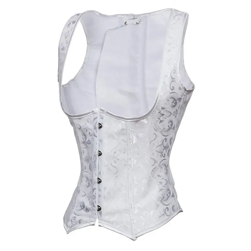 Underbust Corset for Women Sexy Shoulder Strap Bustier Top Vest Plus Size Black White