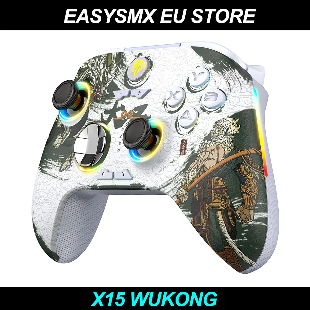 Manette de jeu EasySMX X15 RGB avec effet Hall, mode Turbo et adaptateur 2.4G pour PC, Switch et mobile