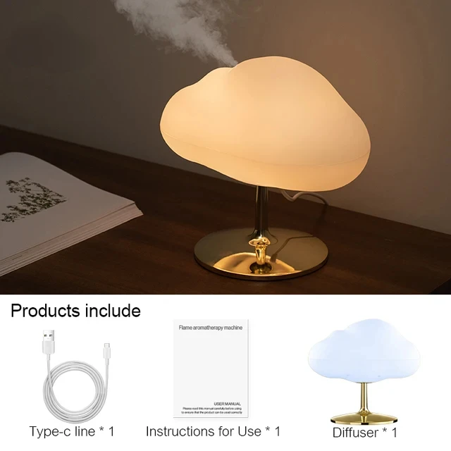 Cloud Essential Oil Diffuser 270ML USB Air Humidifier พร้อมไฟ LED สีกลางคืนอโรมาเธอราพีสปา