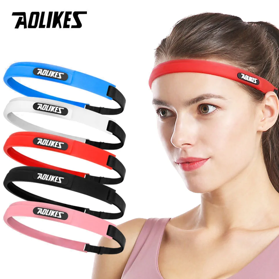 AOLIKES 1 PCS Elastic Head Sweatband Soft Silicone Running Yoga Sweat Band For Men Women Fitness Basketball Tennis Headband