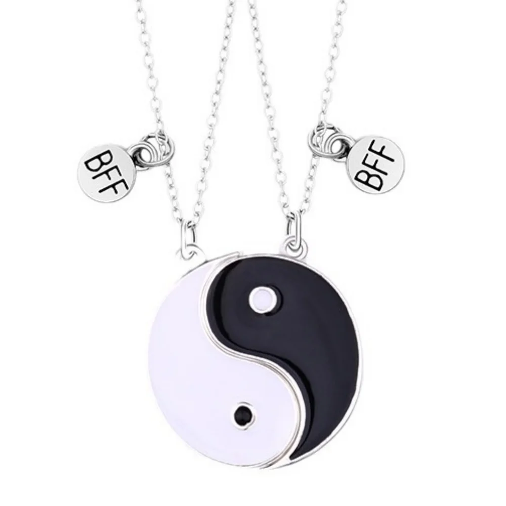 2Pcs/set Best Friend Taichi Magnetic Pendant Necklaces Retro Couples Friendship Adjustable Geometric Jewelry Accessories Gift