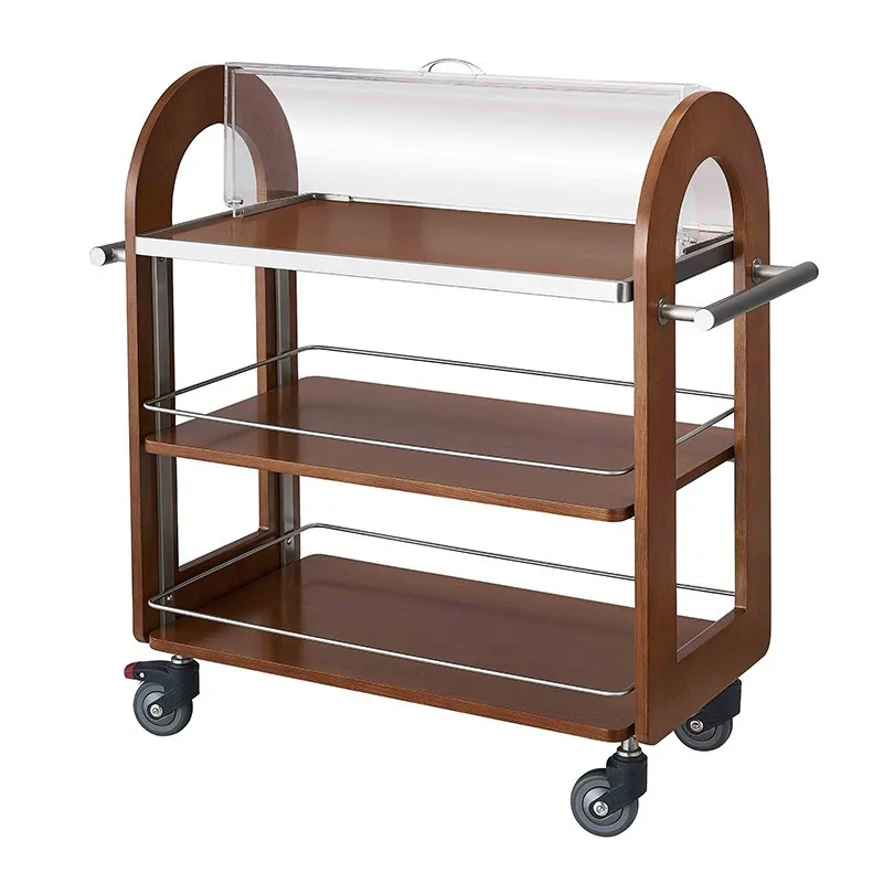 Mahogany Western Restaurant Three-layer West Point Car Mobile Cake Cart