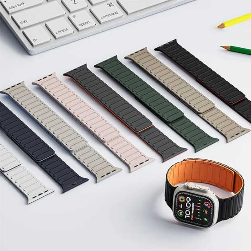 磁気 Apple Watch バンド 42 ミリメートル 44 ミリメートル 40 ミリメートル 45 ミリメートル 49 ミリメートル 46 ミリメートル 38 ミリメートルリンクブレスレットコレア iWatch シリーズ 10 9 8 7 6 5 Se Ultra2 ストラップ