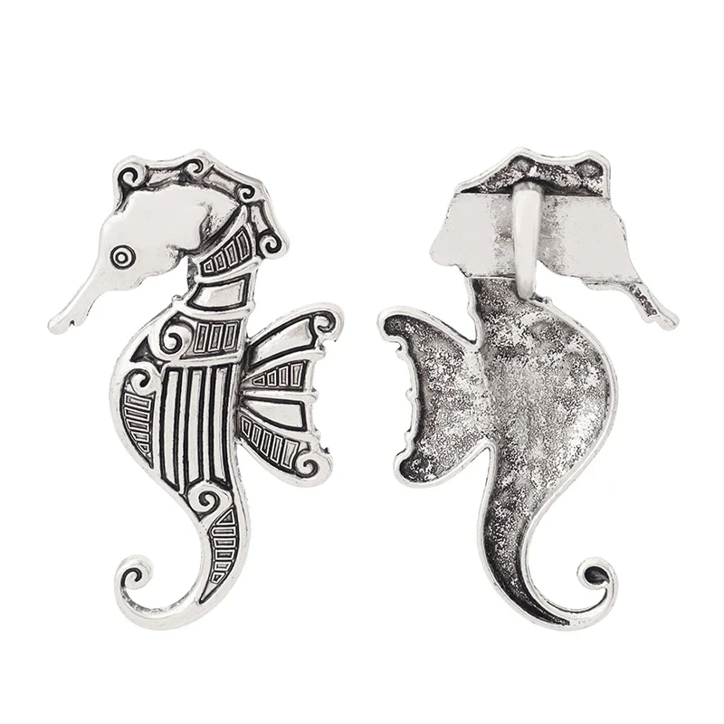 ZXZ 2pcs Tibetan Silver Large Seahorse Hippocampus with Imitation Stone Charms Pendants for Necklace Jewelry Making