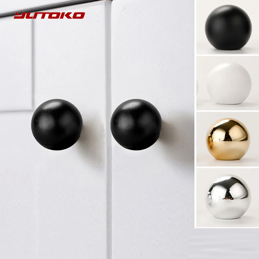 YUTOKO Single Hole Kitchen Cabinet Door Handles Spherical Light Luxury French ABS Plastic Drawer Knobs and Handles for Furniture