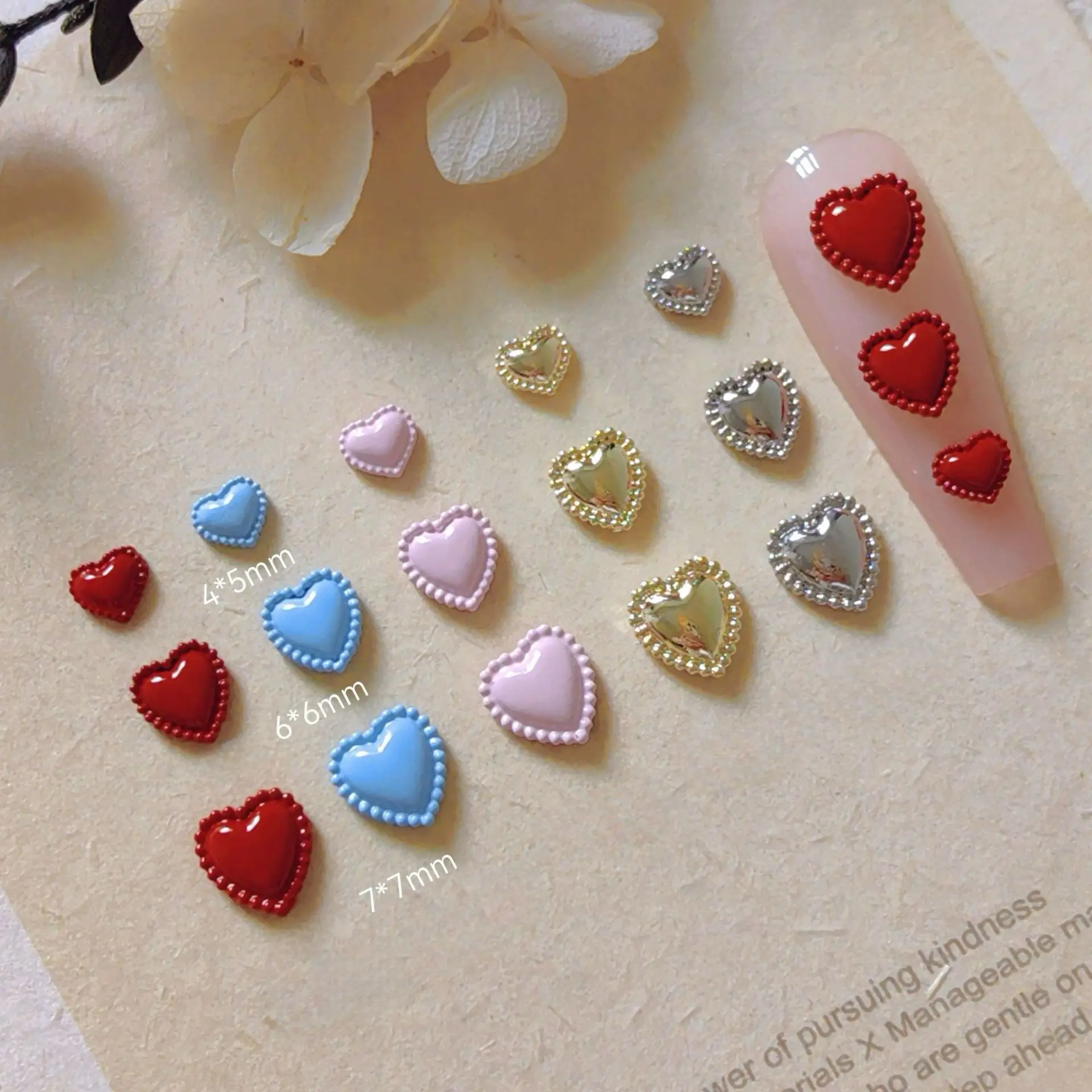 

100pcs/lot 3D Gold Pink Mini Heart Love Alloy Nail Art Parts Decorations Supplies Professionals Nails Accesorios Designs Charms
