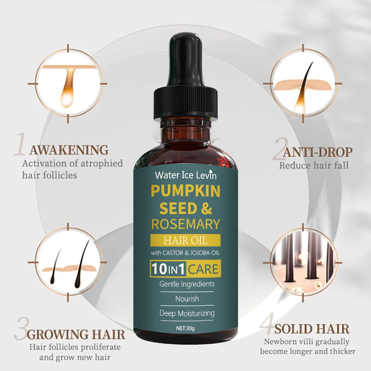 Pumpkin Seed & Rosemary Hair Oil 10-in-1 Care for Deep Nourishing & Moisturizing,Gentle Formula for All Hair Types