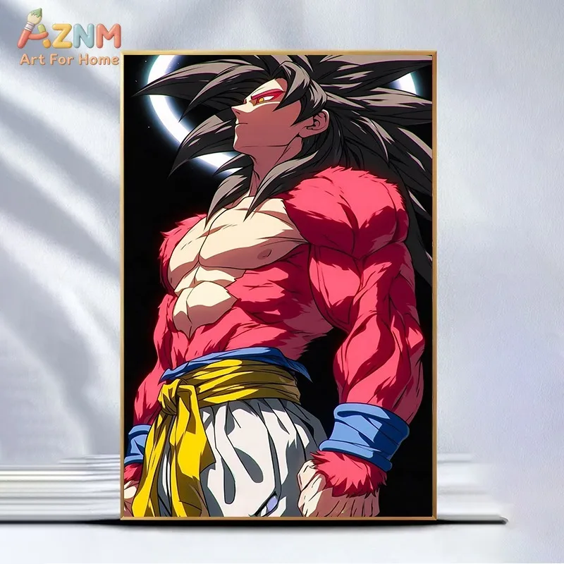 AZNM Dragon Ball Unframed Canvas Print Son Goku Vegeta Ultra Instinct Super Saiyan Blue 4 Shenron Lightning Flame Anime Wall Pos view 5