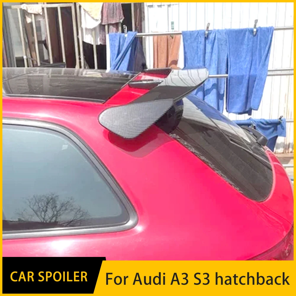 

Rear Roof Trunk Lid Car Spoiler Wings For Audi A3 S3 Hatchback 2005 06 07 08 09 10 11 12 13 14 15 ABS Black Carbon Accessories