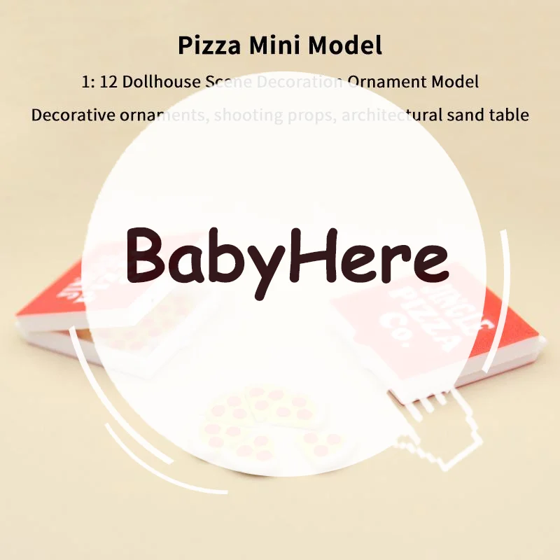 โมเดลพิซซ่าจิ๋วจำลองขนาด 1/12 พร้อมกล่องพิซซ่า ของตกแต่งอาหารสำหรับบ้านตุ๊กตา ของเล่นบทบาทสมมติสำหรับบ้านตุ๊กตา