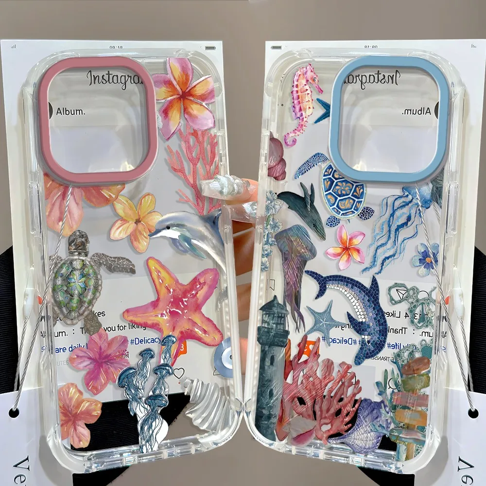 Summer Ocean Elements Sea Phone Case For Samsung Galaxy S26 S25 S24 S23 S22 S21 S20 FE Note 20 10 Plus Ultra Lite 5G Clear Cover
