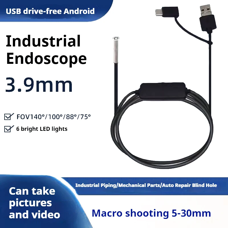 

3.9mm Diameter With 3M cable HDBorescope Camera Industrial Sewer PipeInspection Probe Auto Repair UsBAndroid Phone