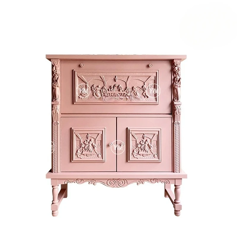 

Винтажный резной нагрудный шкаф, французский шкафчик, светлый роскошный розовый настенный балконный шкаф