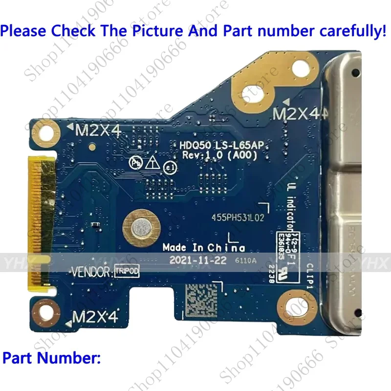 

Notebook computer components NEW for DELL AIienware M15 R7 USB IO BOARD HDQ50 LS-L65AP.