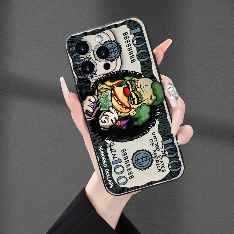 Coole Clown-Dollar-Scheine Handyhülle für iPhone 17 16e 16 15 14 13 12 11 Pro Max Mini X XR 8 7 Air Plus Weiche Silikon-Rückabdeckung