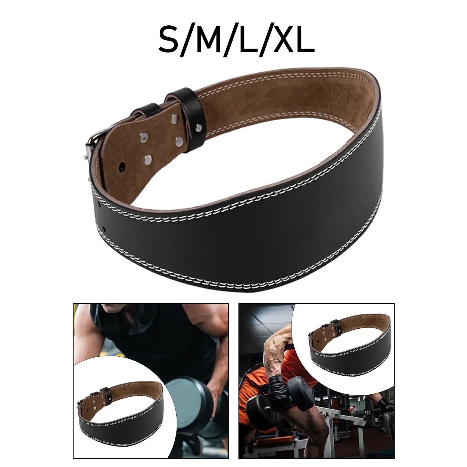 Weight Lifting Belt Gym Fitness, PU Leather, Lumbar Back Support, Adjustable, Powerlifting Bodybuilding Squat Workout, Adult