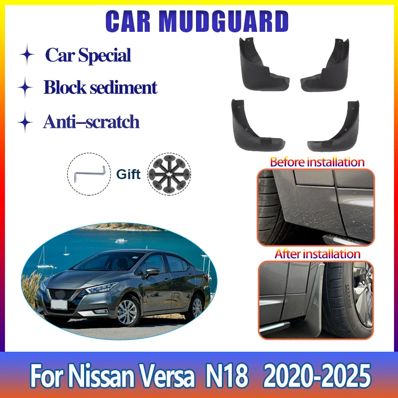 Для Nissan Versa 2020-2025, Almera, Sunny N18: Расширители колесных арок (фендеры) / Защита от брызг и грязи / Аксессуары для автомобиля