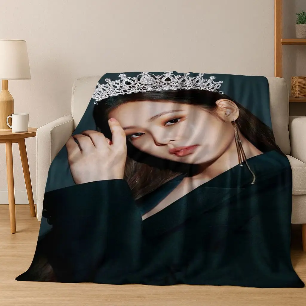 ثلاثية الأبعاد جيني كيم Kpop B-أسود الوردي المغني ستار الفانيلا بطانية لينة رمي بطانية للسرير غرفة نوم غرفة المعيشة السفر نزهة هدية #3