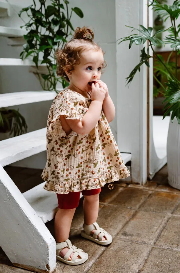 Organic Cotton Baby Girl Summer Clothes 2Pcs Floral Kids Dresses + Shorts Newborn Baby Girl Outfit