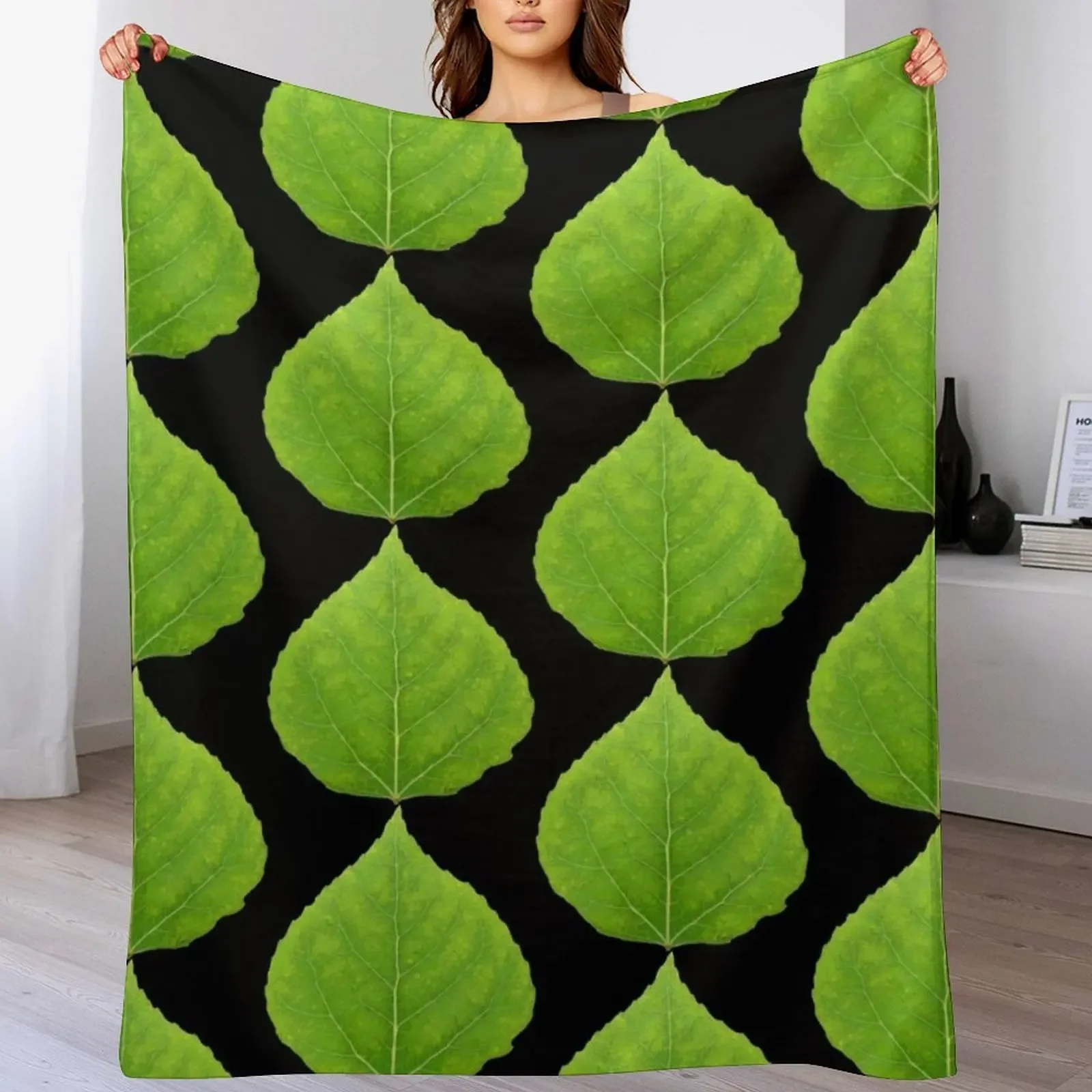 

Green Aspen Leaf #11 Throw Blanket for babies Beach Decorative Sofas Kid'S Blankets