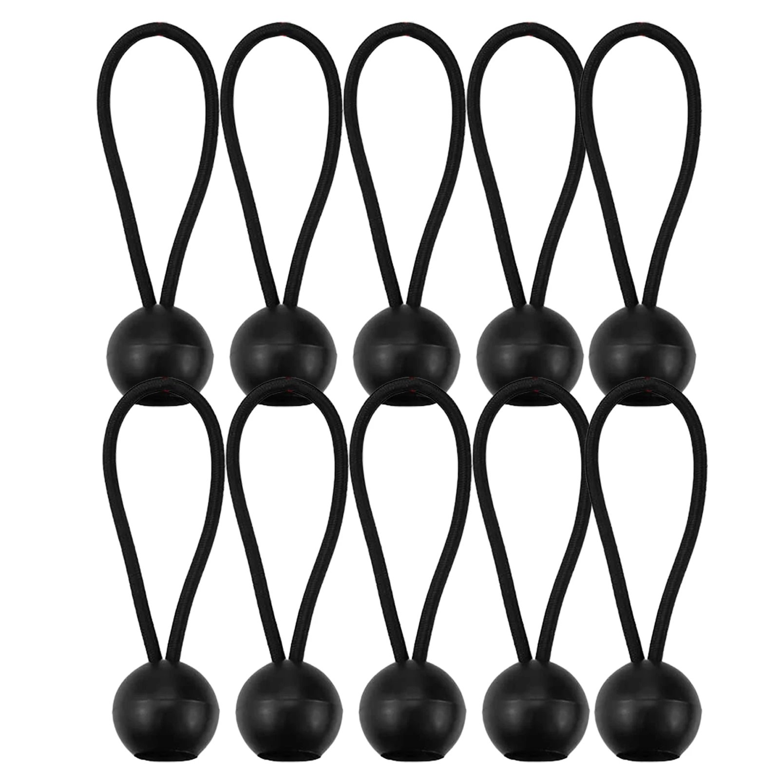 10 Pieces Elastic Tent Fix Cords Black Ball Bungee Loop Strap Tarpaulin Canopy Fixed Rope For Outdoor Camping