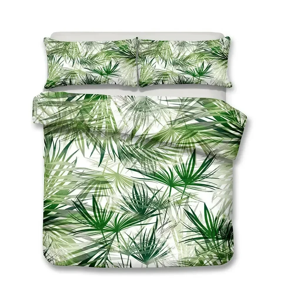 

Tropical Rainforest Green Plant Palm Leaf Comfortable Duvet Quilt Cover Pillowcase Bedding Set Bedroom Decoration Home Textile