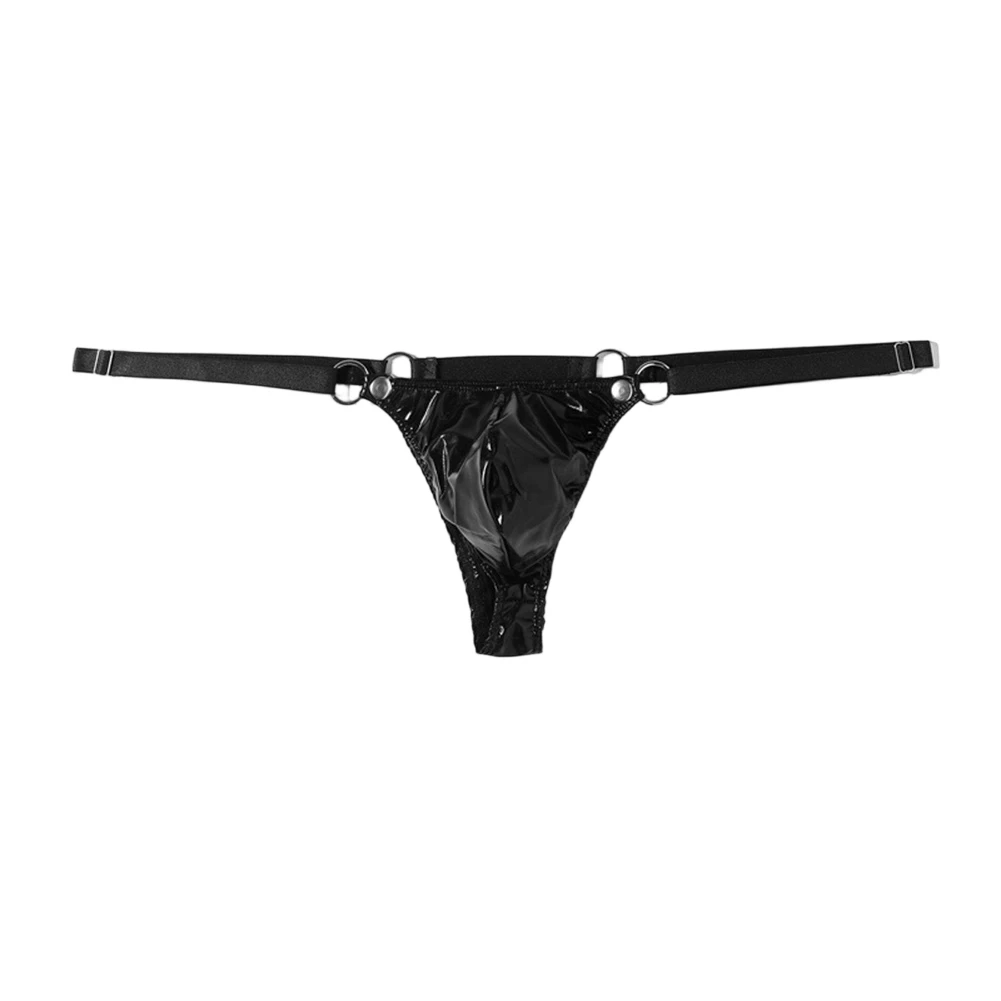 

Men Patent Leather G-String Thong V-back Low Rise Briefs Japanese Thongs Bulge Pouch Lingerie Underwear Men's Panties Fashion