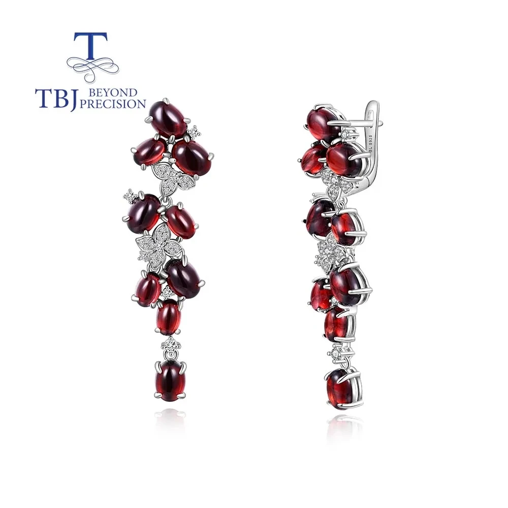 

Luxury designed natural garnet long earrings high class women's jewelry anniversary engagement banquet wear