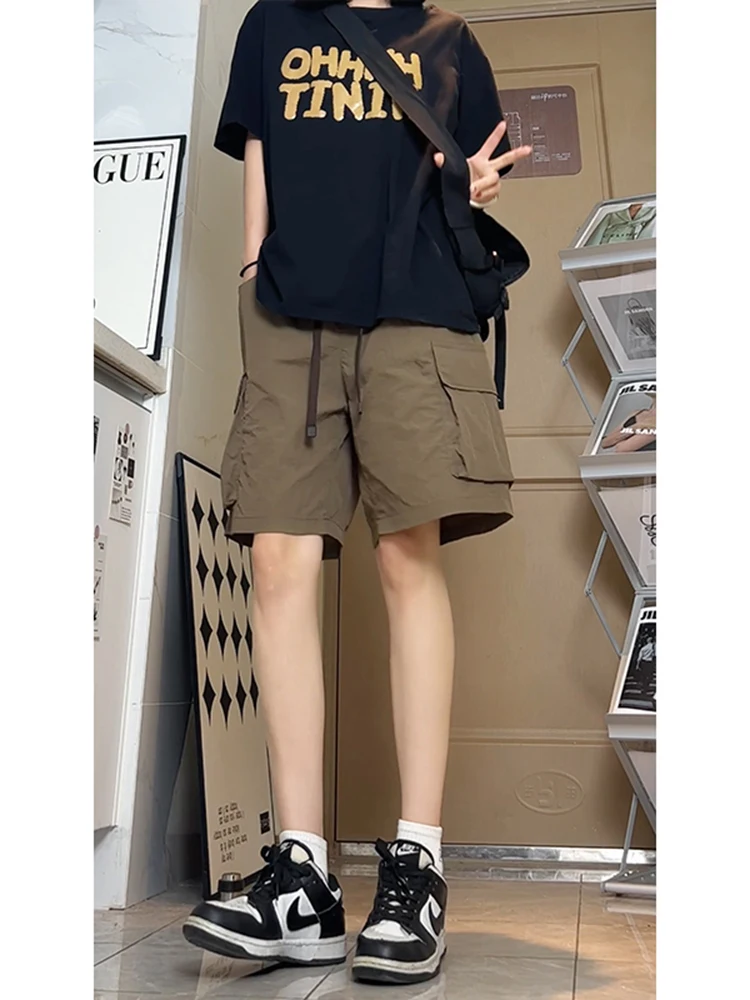 American Sle Funcional Four-Parts Orts Masculino Verão Fino Qui-Drng Ice Silk Workwear Calças Esportes ao ar livre Soltas Five-P...