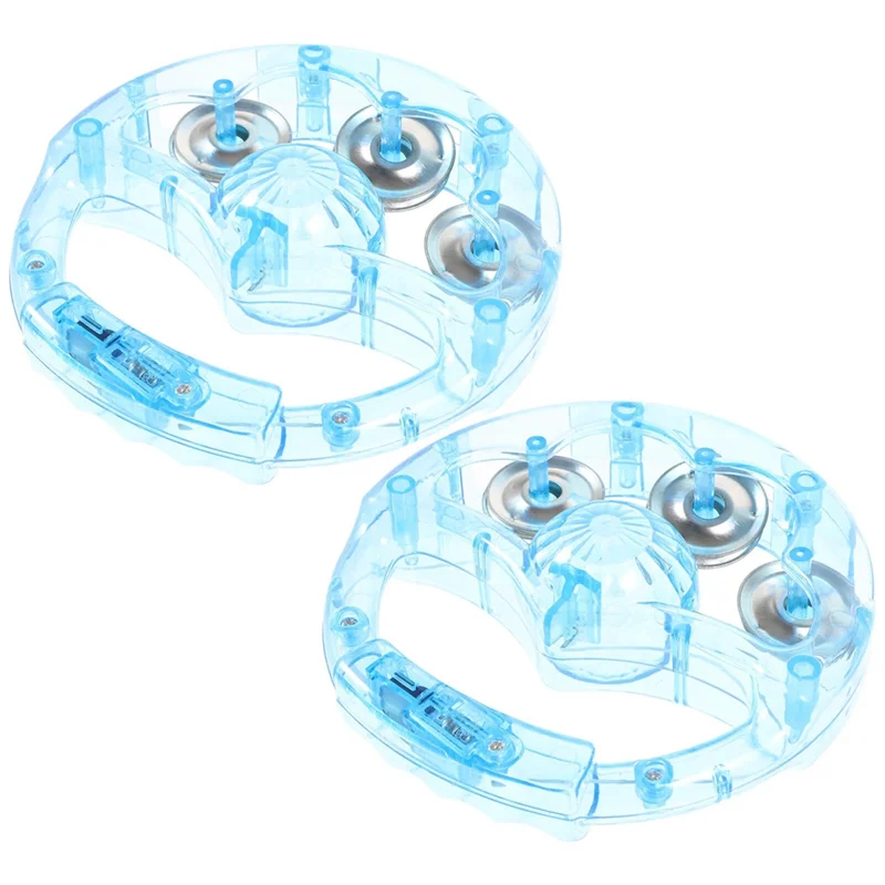 ABLB-Light Up Tambourine 4Pcs Flashing Tambourine Glow Musical Tambourine Handheld Musical Rhythm Instrument Percussion